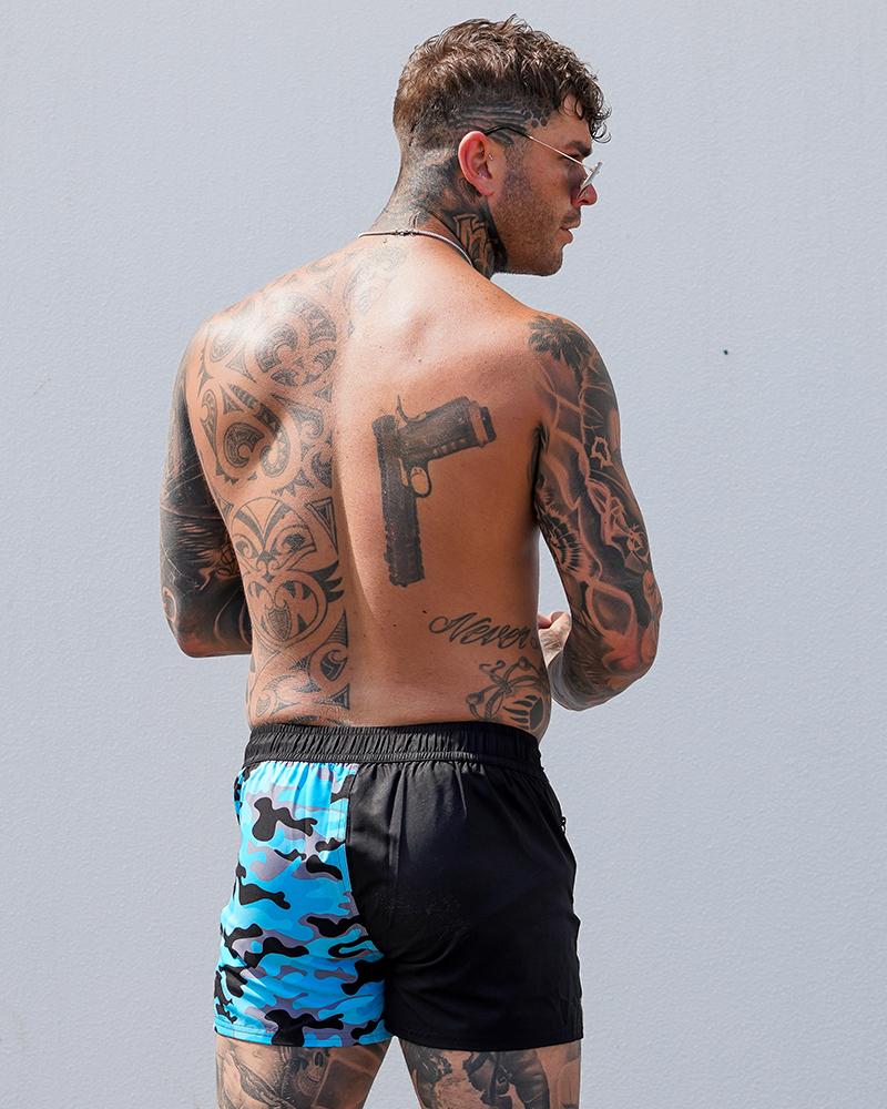 Split Camo Blue Swim Shorts Shorts / Board shorts Tucann 