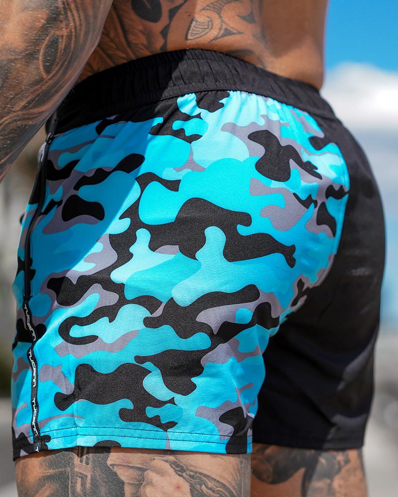 Split Camo Blue Swim Shorts Shorts / Board shorts Tucann 