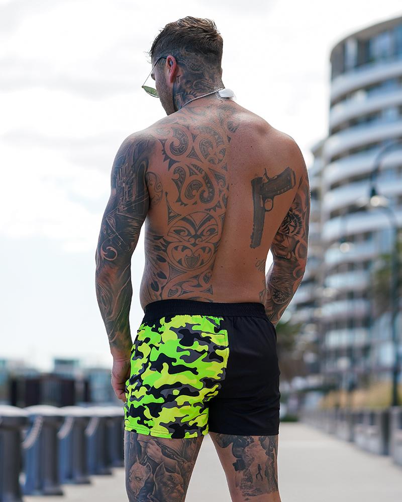 Yellow sales camo shorts