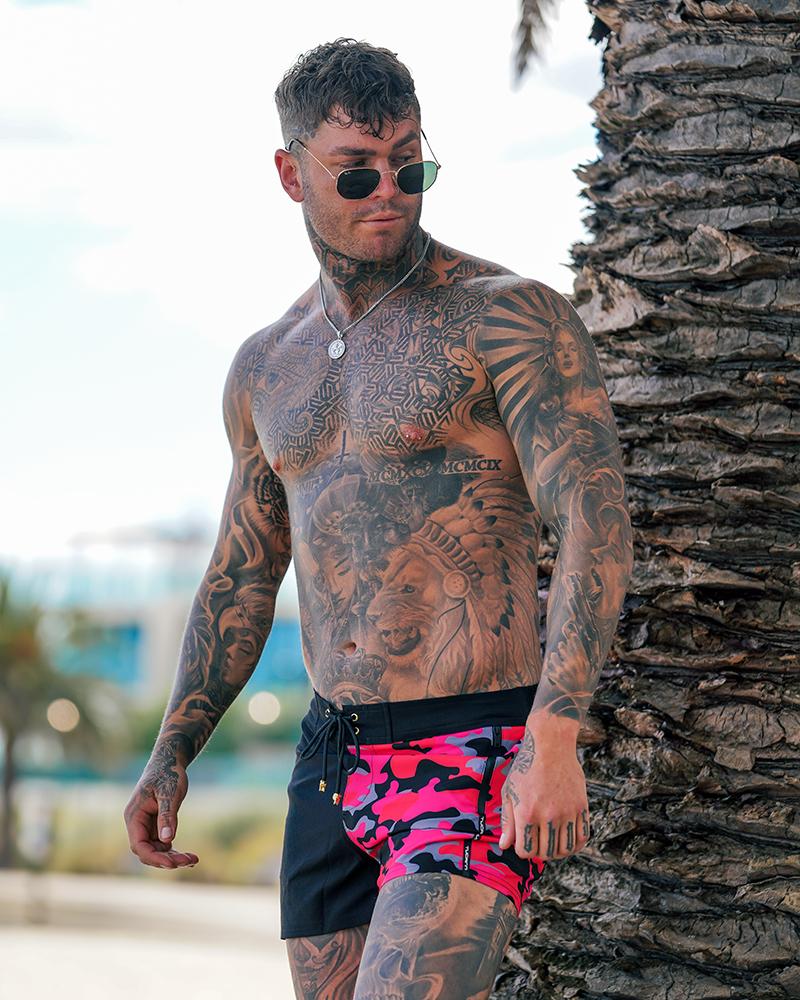 Split Camo Red Swim Shorts Shorts / Board shorts Tucann 