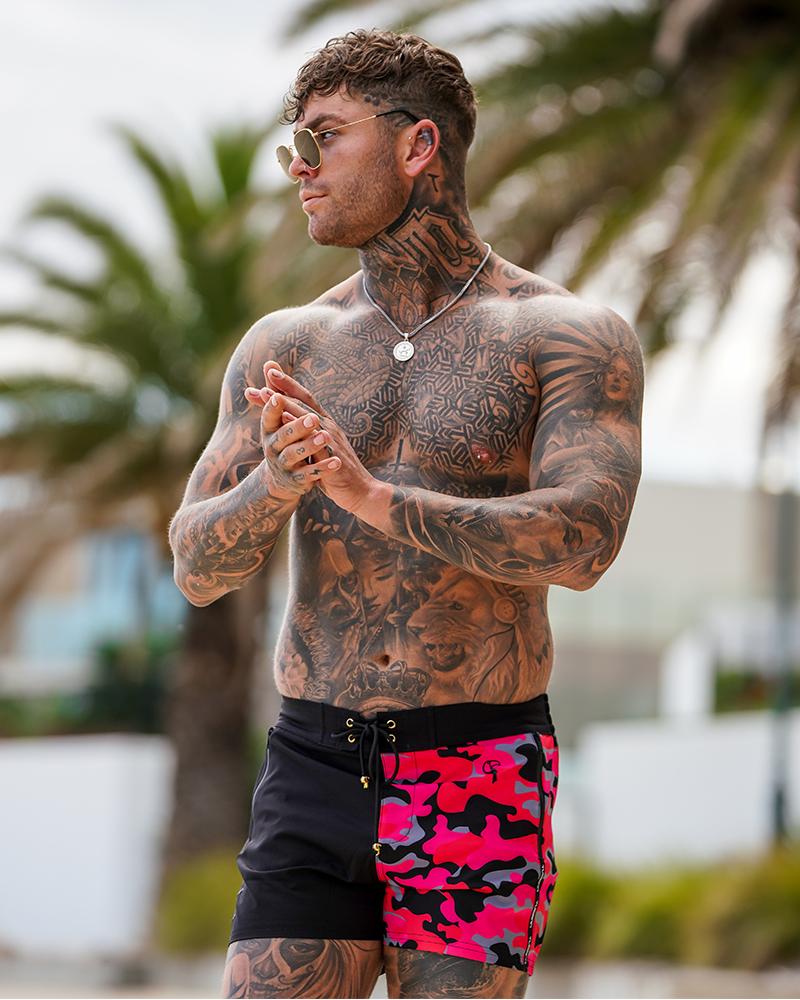 Split Camo Red Swim Shorts Shorts / Board shorts Tucann 