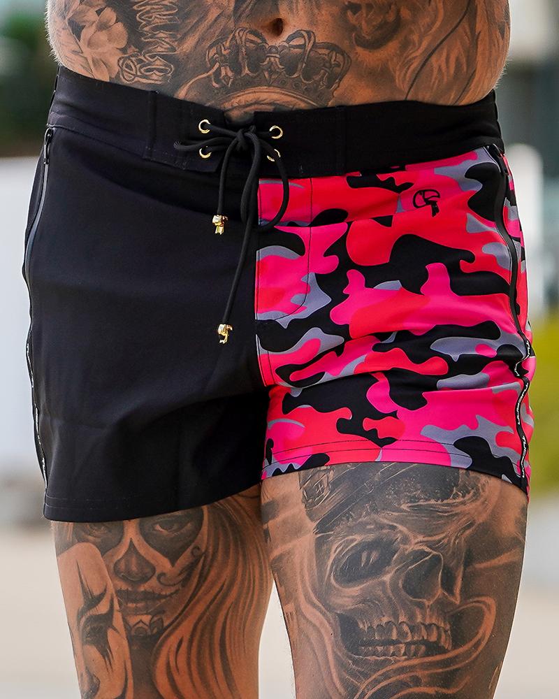 Split Camo Red Swim Shorts Shorts / Board shorts Tucann 