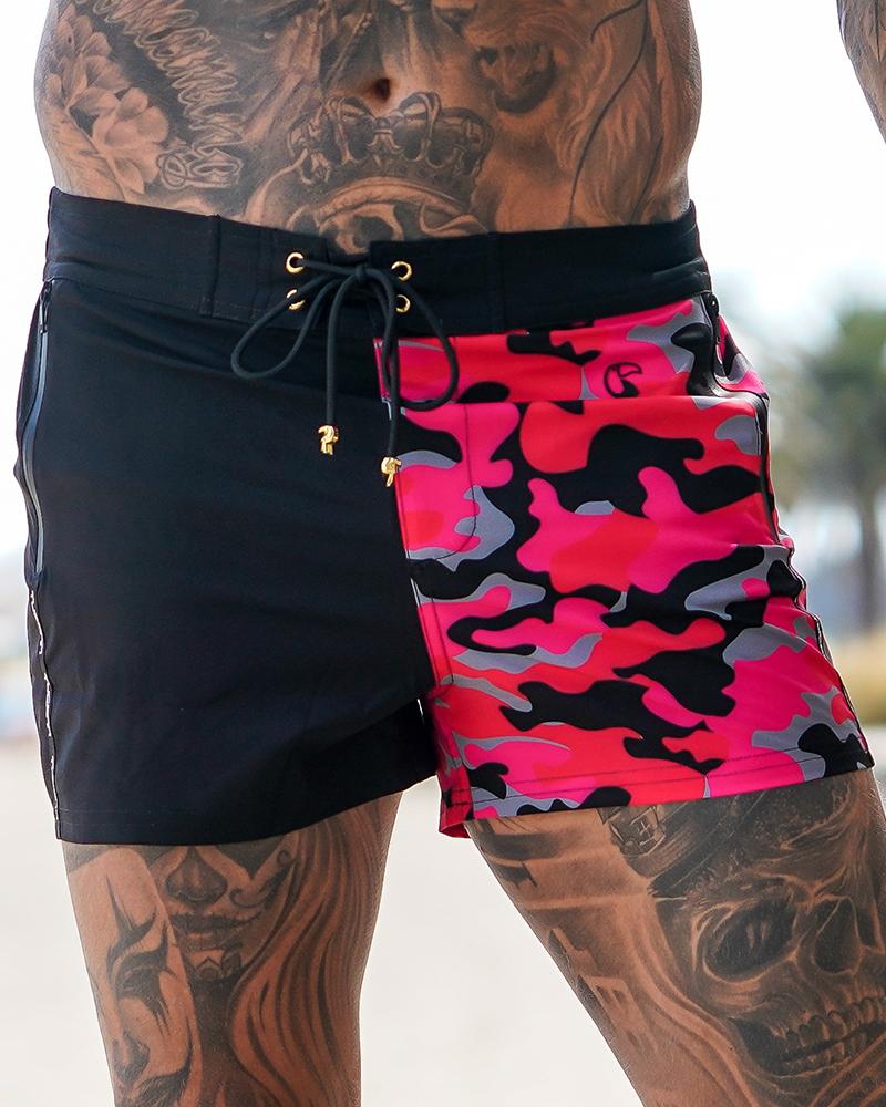 Split Camo Red Swim Shorts Shorts / Board shorts Tucann 