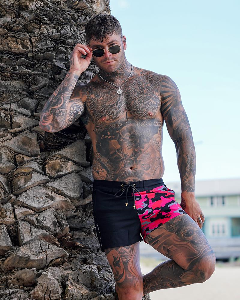 Split Camo Red Swim Shorts Shorts / Board shorts Tucann 