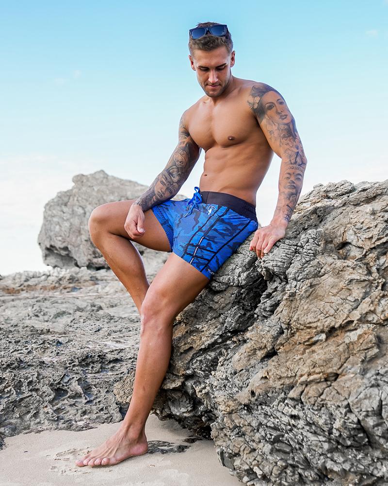 Striped Camo Blue Swim Shorts Shorts / Board shorts Tucann 