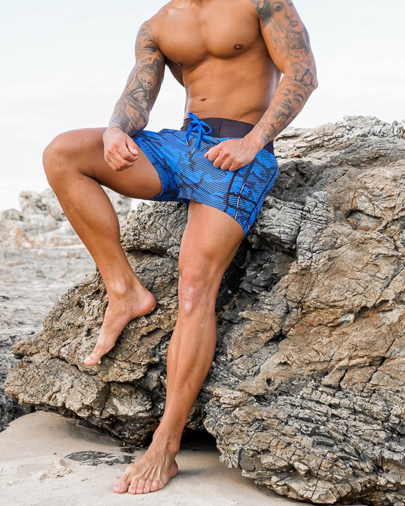 Striped Camo Blue Swim Shorts Shorts / Board shorts Tucann 