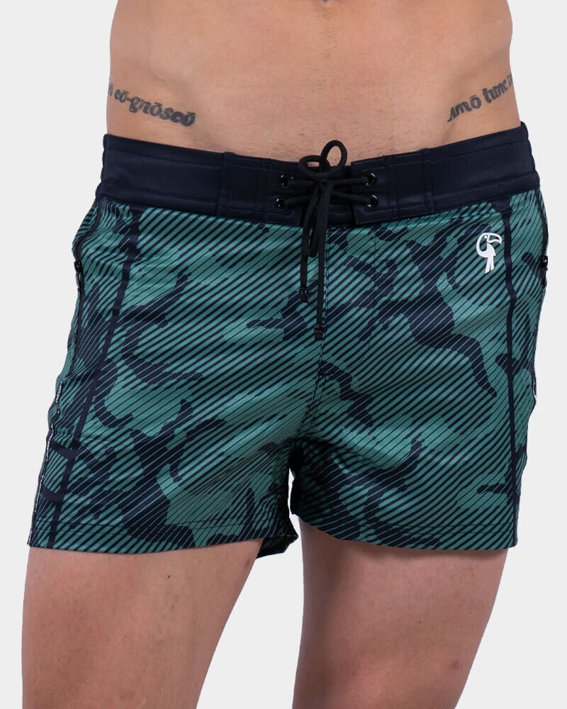 Striped Camo Green Swim Shorts Shorts / Board shorts Tucann 