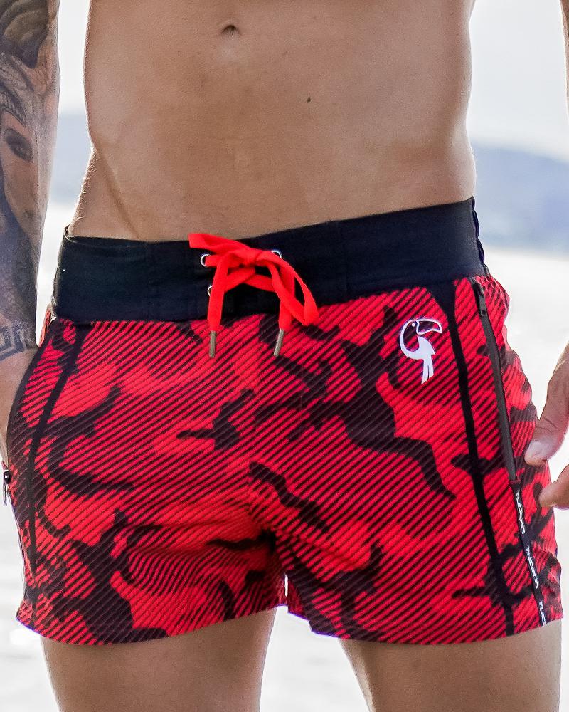 Striped Camo Red Swim Shorts Shorts / Board shorts Tucann 