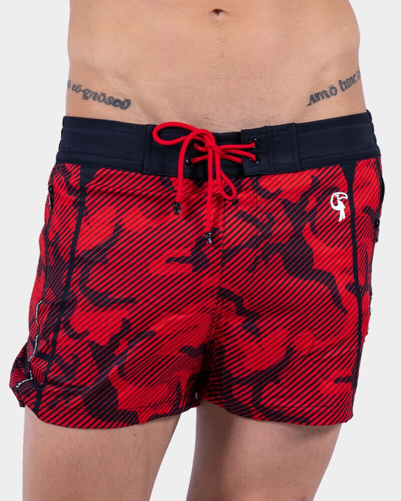 Striped Camo Red Swim Shorts Shorts / Board shorts Tucann 