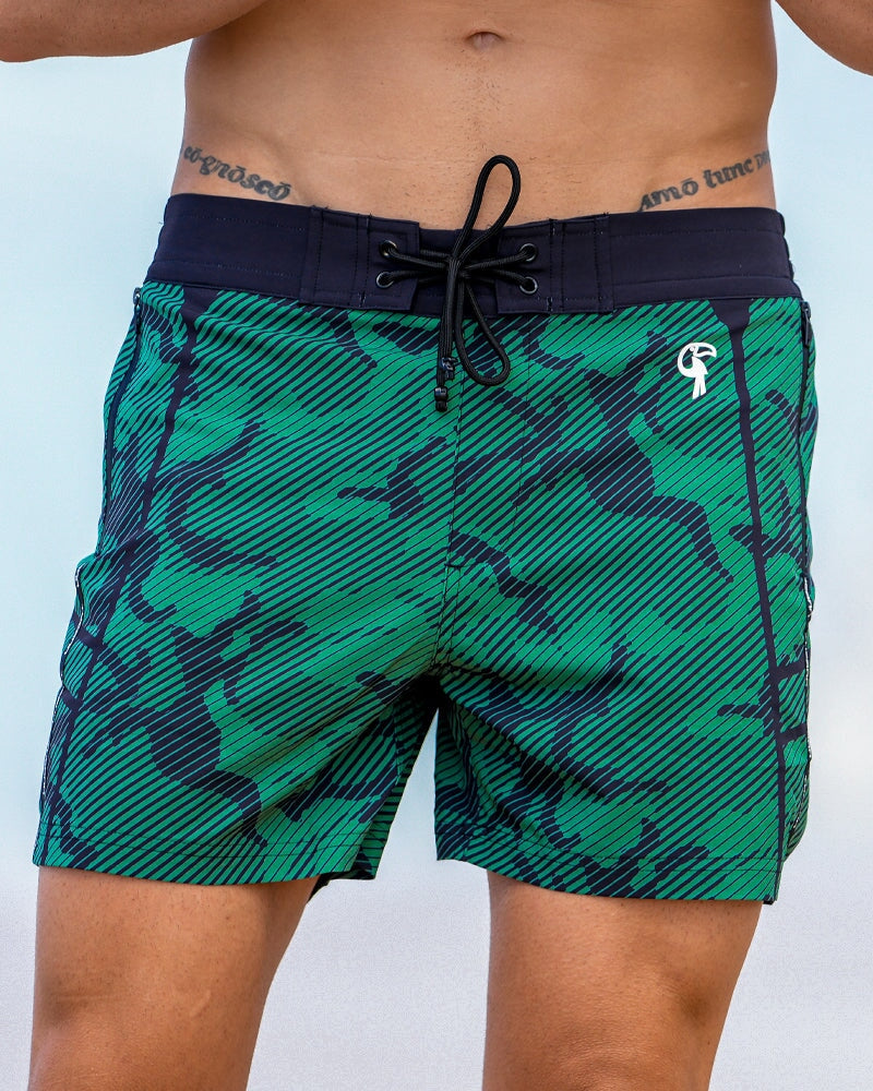 Striped Green Camo Swim Trunks - 5" Shorts / Board shorts Tucann 